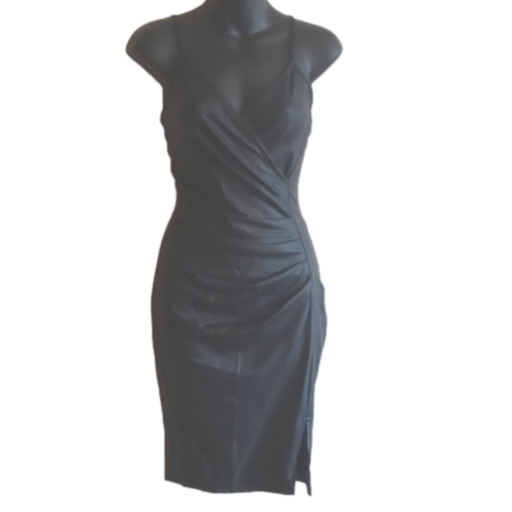 𝅺NWT faux black leather" Hit list leather look  dress" Size small. Goth/ Vibes.